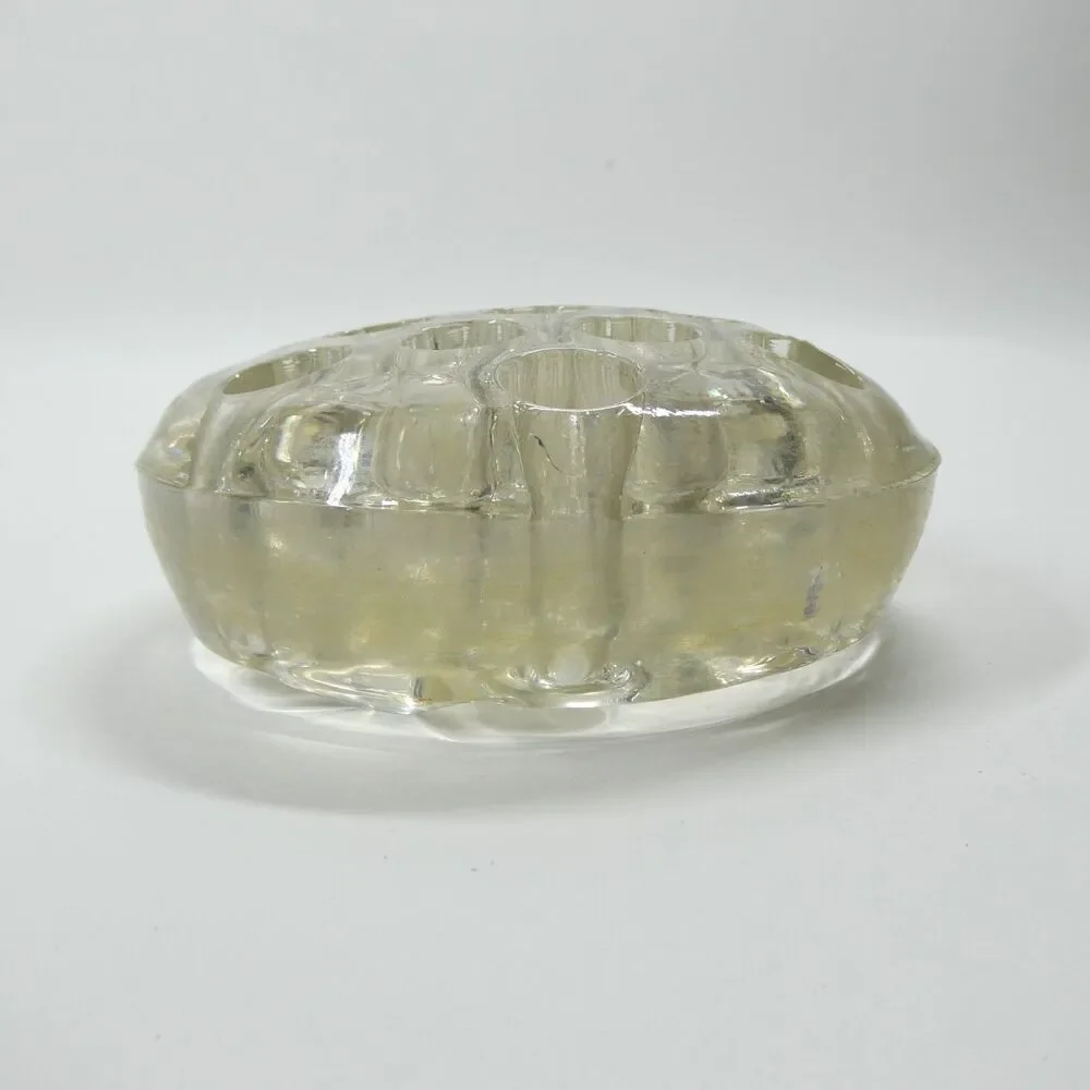 Clear Glass Flower Frog Vintage Round 13 Hole Floral Arranging 4.5